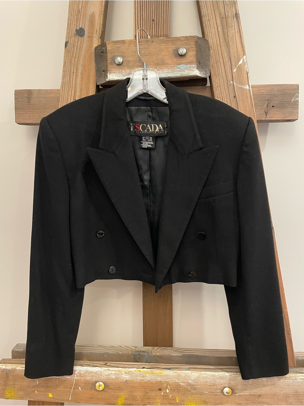 Escada Black Cropped Double-Breasted Blazer